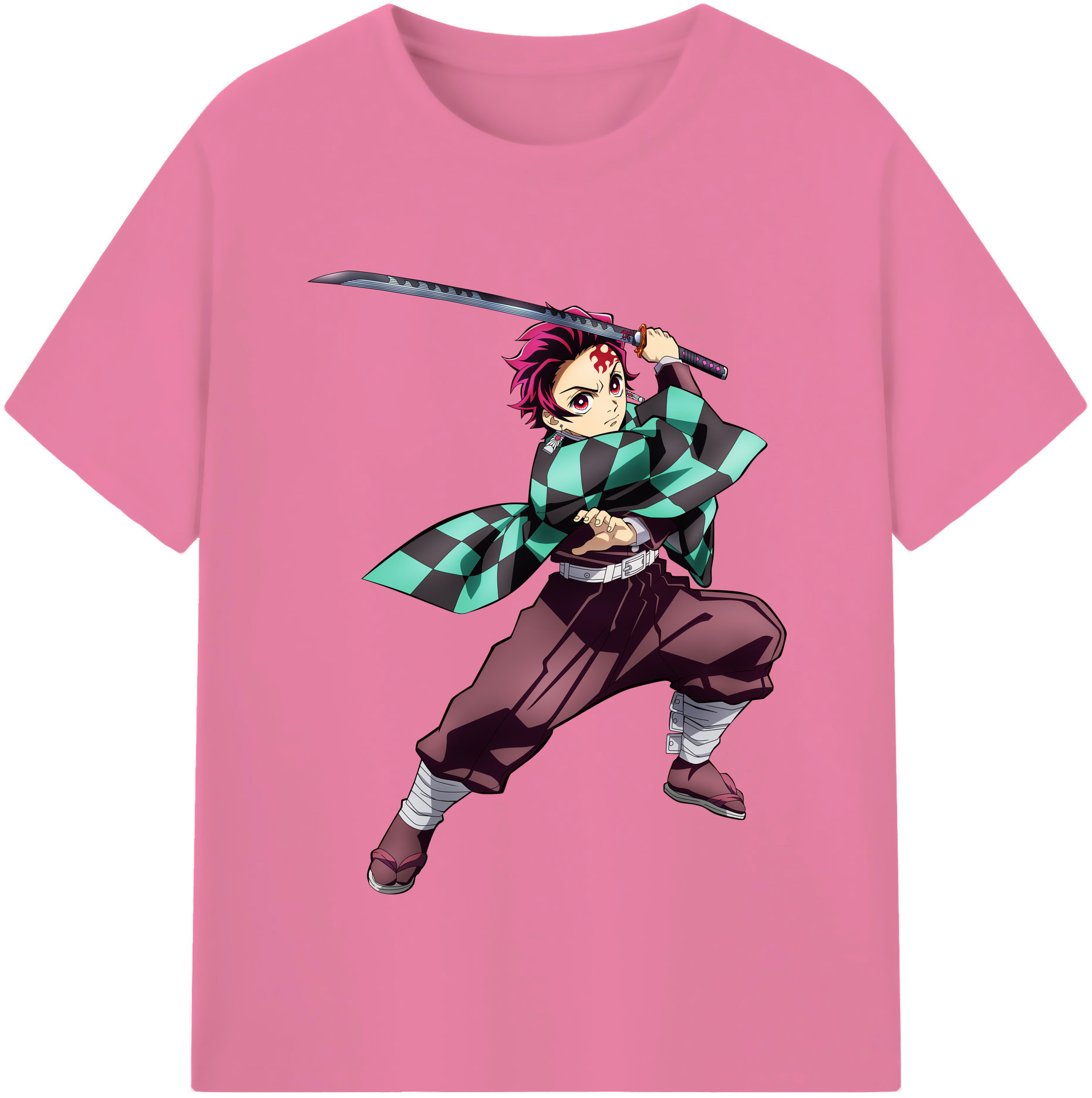 （画像用） 鬼滅の刃 竈門 炭治郎／かまど たんじろう Kamado Tanjirou 綿100％半袖Tシャツ（フロントプリント）
